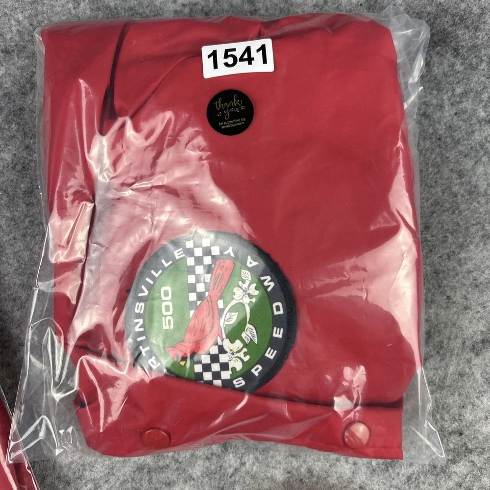 Vintage 70's Martinsville 500‎ Speedway Size M Red Windbreaker Jacket Button Up